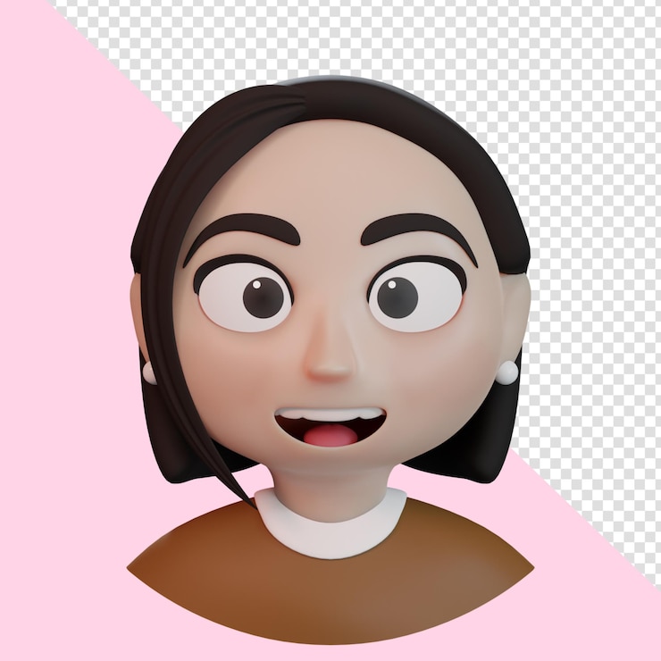 PSD retrato de avatar de dibujos animados en 3d de niña