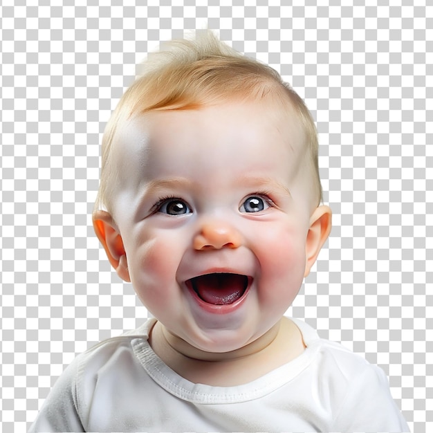 PSD retrato de un bebé feliz aislado sobre un fondo transparente