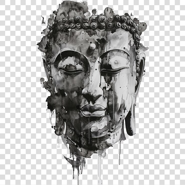 PSD retrato de buda aislado en un fondo transparente png