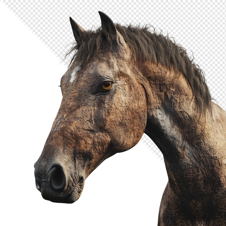 PSD retrato de un caballo marrón en primer plano