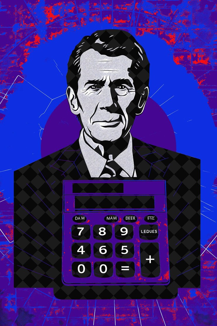 PSD retrato de un candidato presidencial fiscalmente responsable con una ilustración plana de la campaña electoral