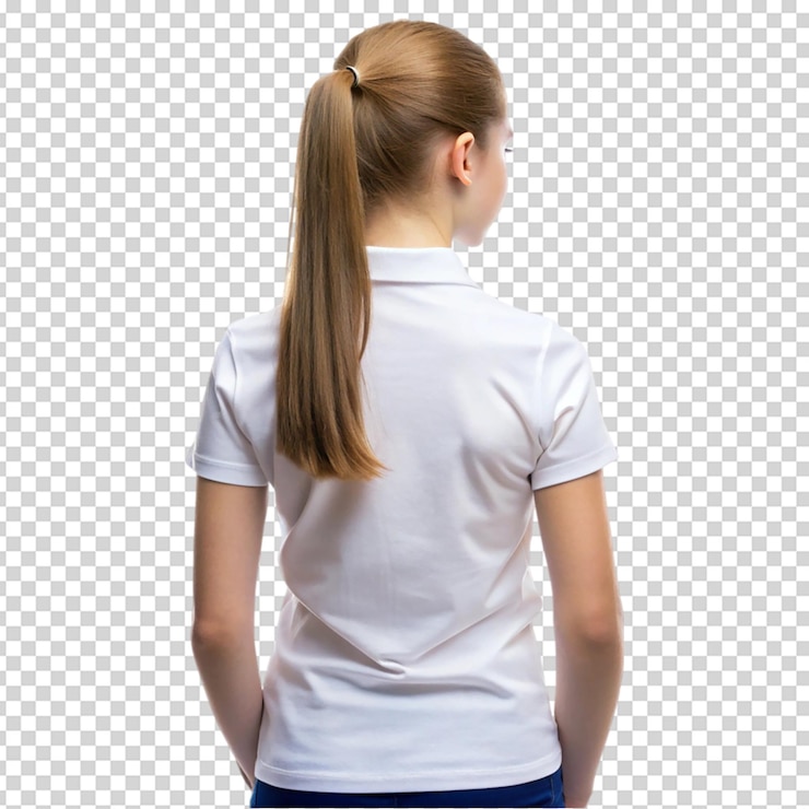 PSD un retrato de una chica con una camiseta blanca de fondo blanco aislado