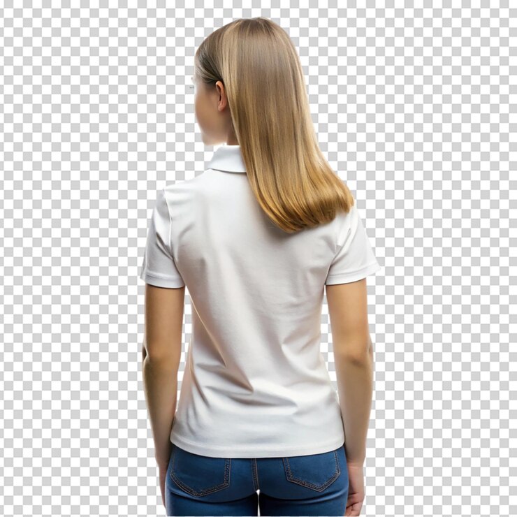 PSD un retrato de una chica con una camiseta blanca de fondo blanco aislado