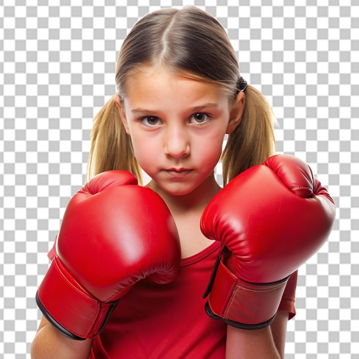 PSD retrato de una chica segura con guantes de boxeo