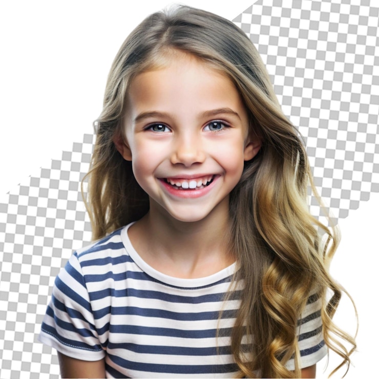 PSD retrato de una chica sonriente aislado sobre un fondo transparente