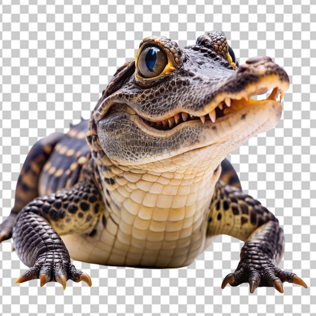 Retrato de cocodrilo sobre un fondo transparente