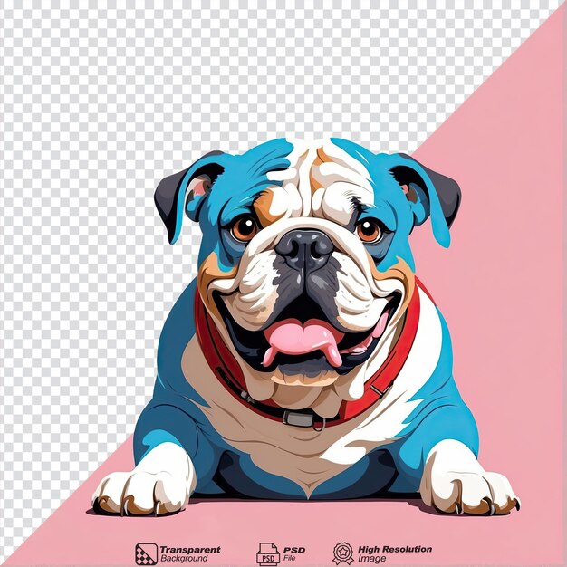 PSD retrato de un cómico bulldog inglés aislado en un fondo transparente