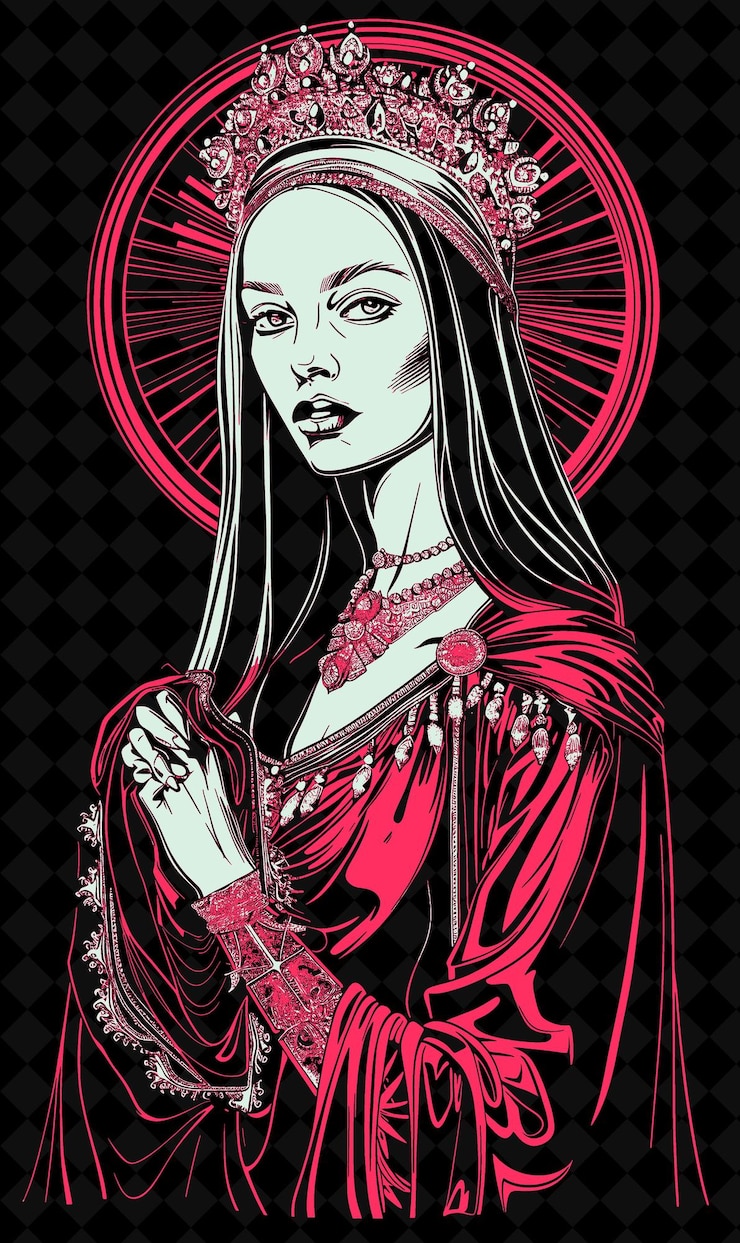 PSD retrato de la condesa con un tocado de joyas y seda go vivid color design colecciones png