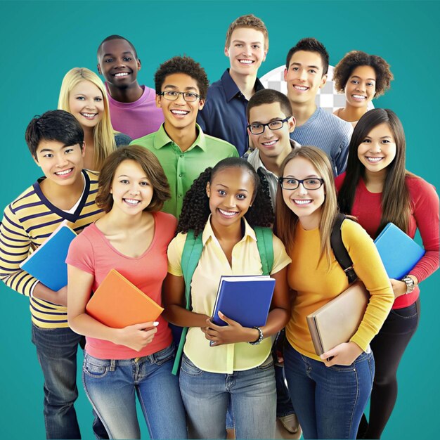 PSD retrato de amigos multirraciais se divertindo sorrindo para a câmera ao ar livre foco no rosto do cara asiático