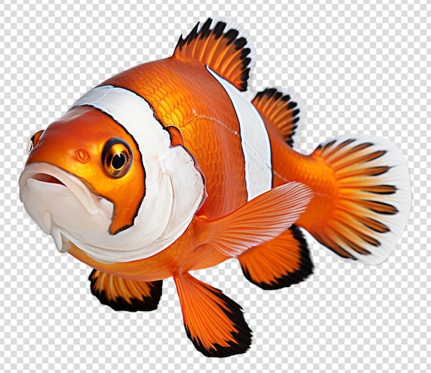 PSD retrato de animal de peixe-palhaço com fundo transparente