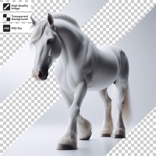 PSD retrato de cavalo branco em psd em fundo transparente com camada de máscara editável