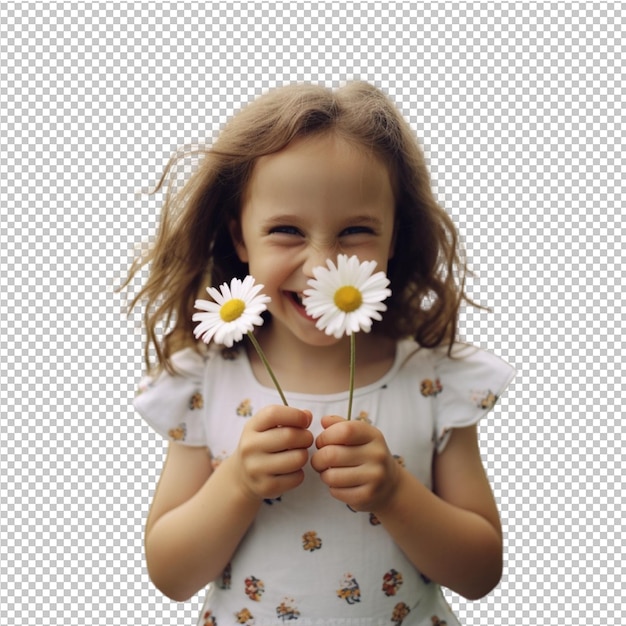 retrato de criança em idade escolar e flor