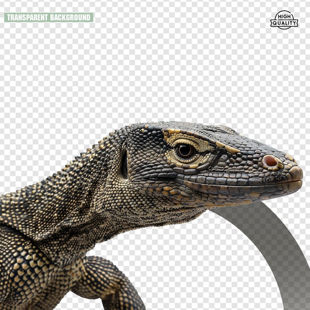 Retrato de crocodilo com um pé preto visível no isolado em fundo transparente