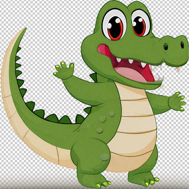 Retrato de crocodilo com um pé preto visível no isolado em fundo transparente