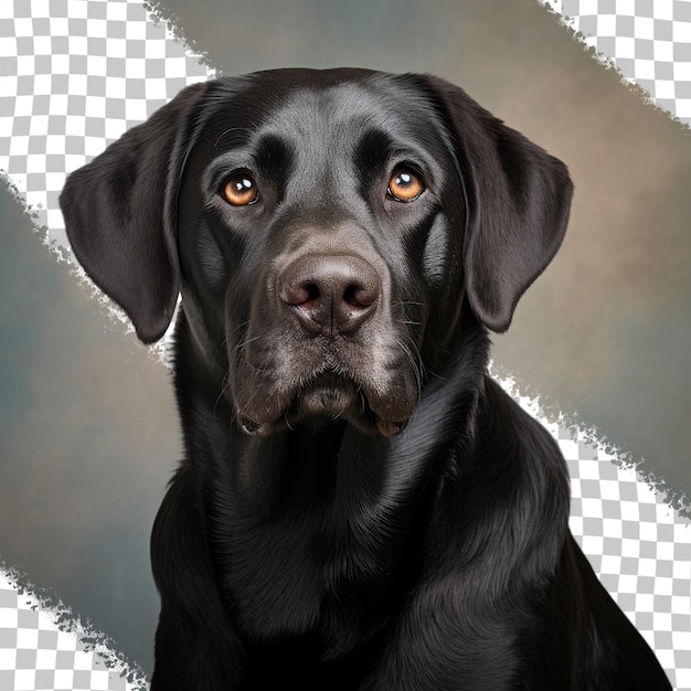 PSD retrato de estúdio de um labrador preto contra um fundo transparente