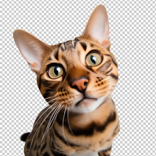 PSD retrato de gato de bengala isolado em um fundo transparente png