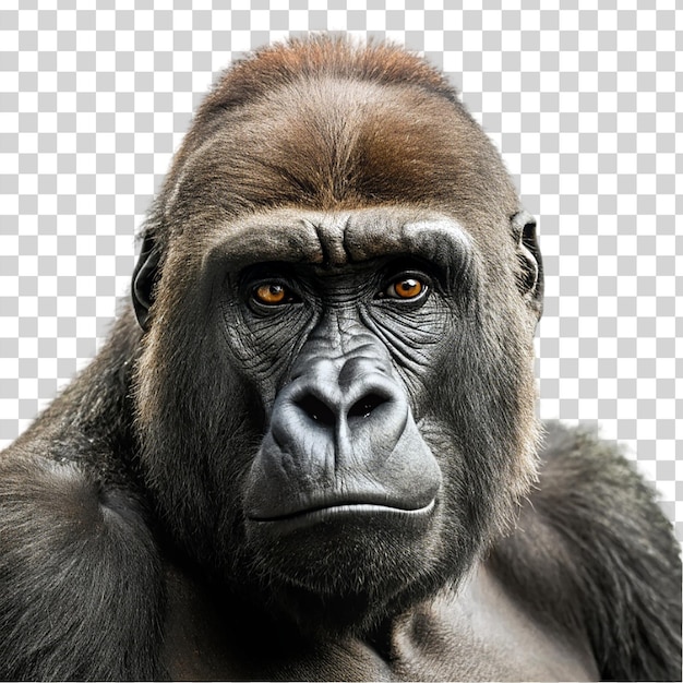 Retrato de gorila isolado em fundo transparente