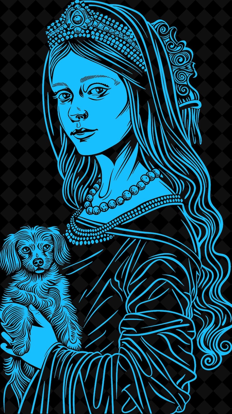 PSD retrato de mulher duquesa com um tocado de pérola incrustado e design de cores vívidas coleções png