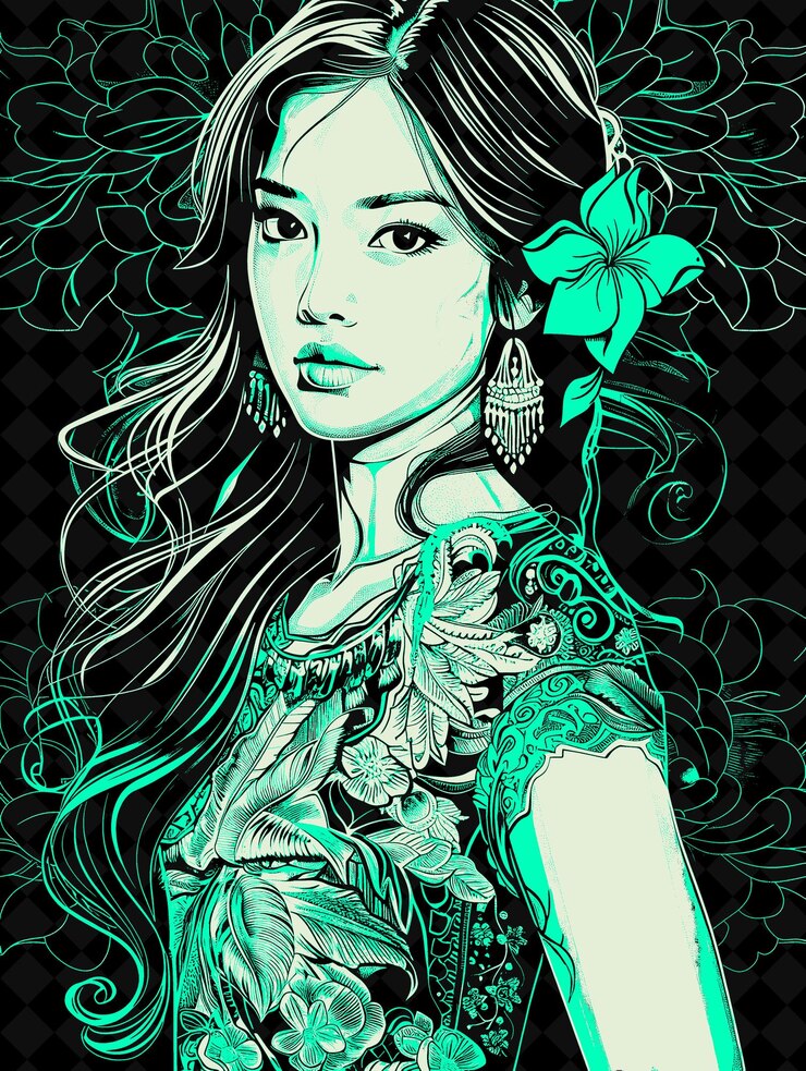 PSD retrato de mulher filipina vestindo um barot tradicional saya dre design de cores vivas coleções png