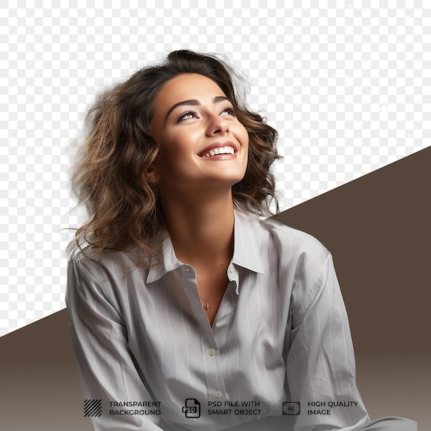 PSD retrato de mulher sorridente isolado em fundo transparente