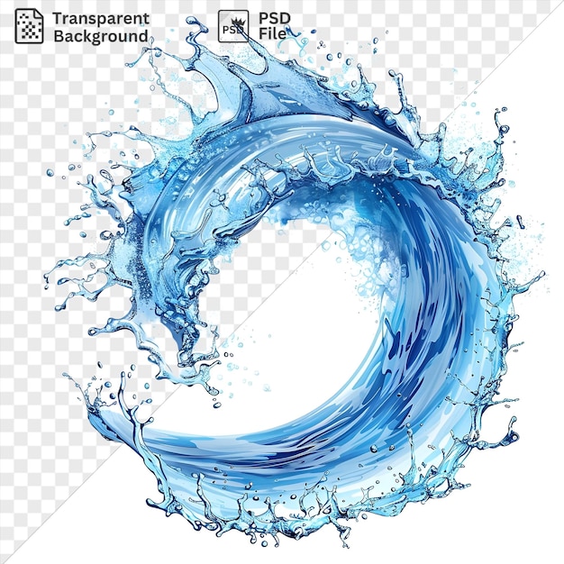 PSD retrato de ondas de salpicaduras líquidas símbolo vetorial aqua água azul salpicando no oceano