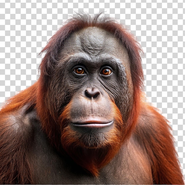 PSD retrato de orangotango isolado em fundo transparente