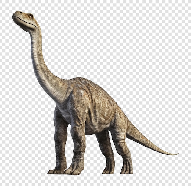 PSD retrato de um antigo animal brontossauro dinossauro em fundo transparente