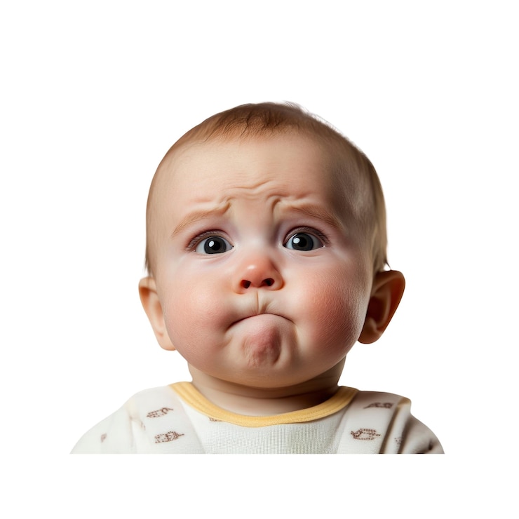 PSD retrato de um bebê com uma expressão séria