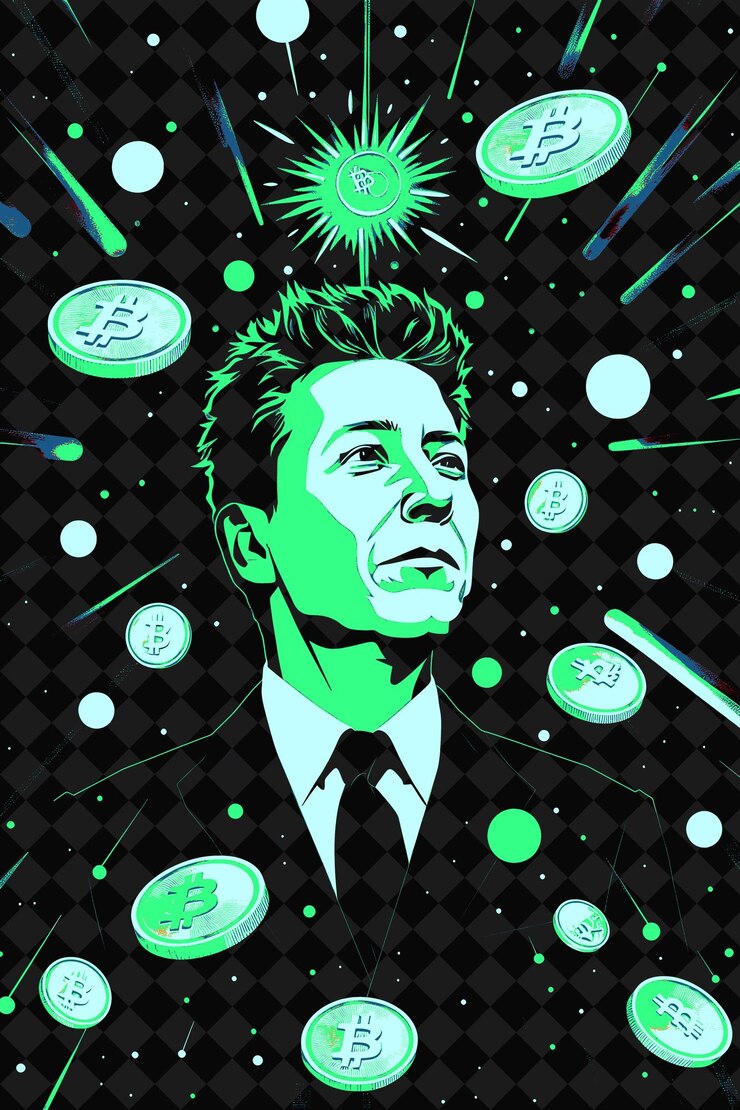 PSD retrato de um candidato presidencial otimista cercado por uma ilustração de campanha eleitoral