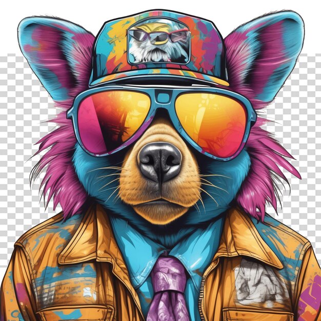 PSD retrato de um cão em um capacete de motocicleta estilo hipster