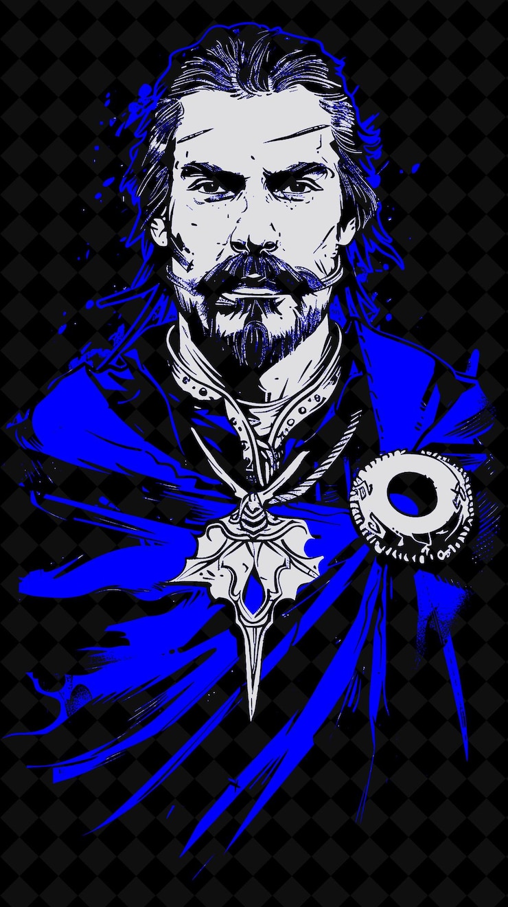 PSD retrato de um chefe gaulês vestindo uma torca e uma capa com design de cores vívidas coleções png
