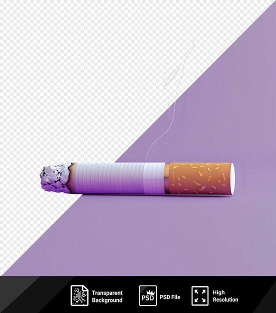 PSD retrato de um cigarro fumando um cigarro em um fundo roxo com uma corda branca visível em primeiro plano