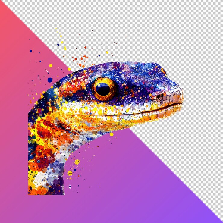 PSD retrato de um geco vibrante - um toque de cor na natureza