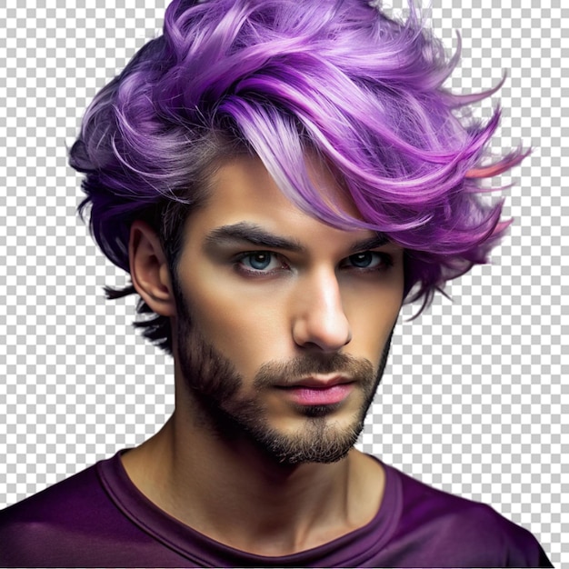 PSD retrato de um homem de cabelo roxo