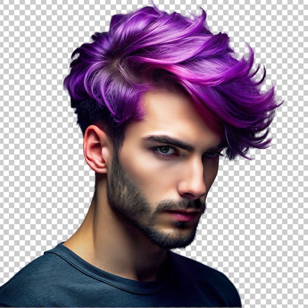 PSD retrato de um homem de cabelo roxo