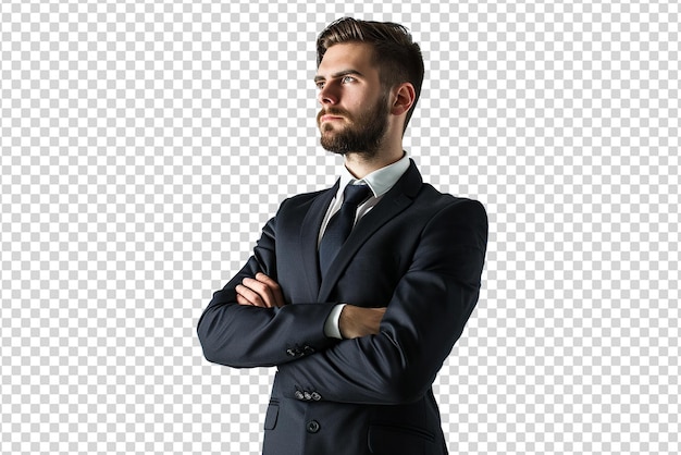 retrato de um homem de negócios com o braço cruzado sobre um fundo branco isolado