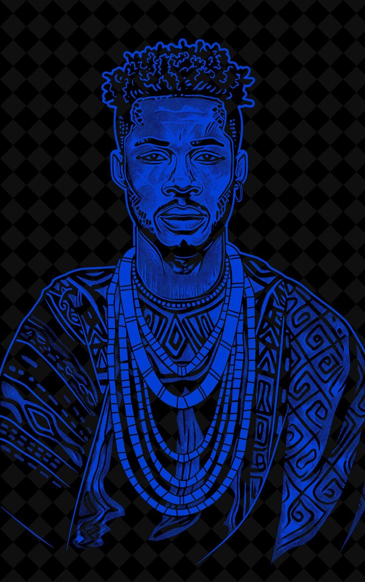 PSD retrato de um homem ioruba vestindo uma roupa tradicional agbada e um design de cores vívidas png collections