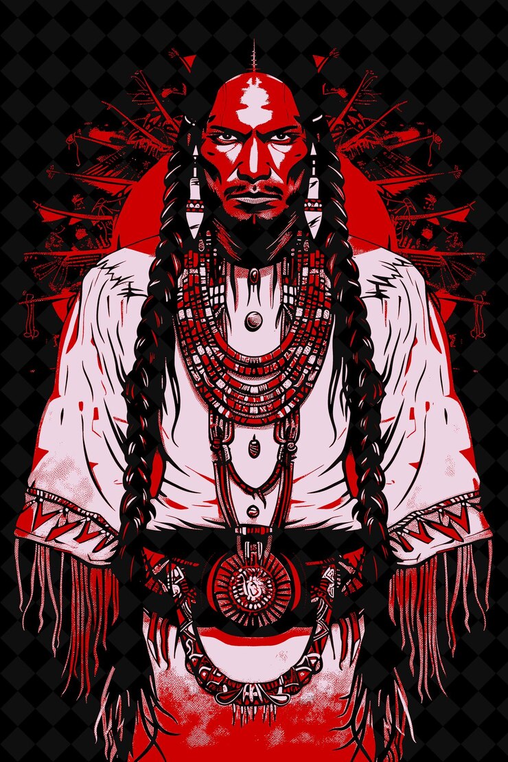 PSD retrato de um homem navajo usando um colar tradicional de turquesa design de cores vívidas coleções png