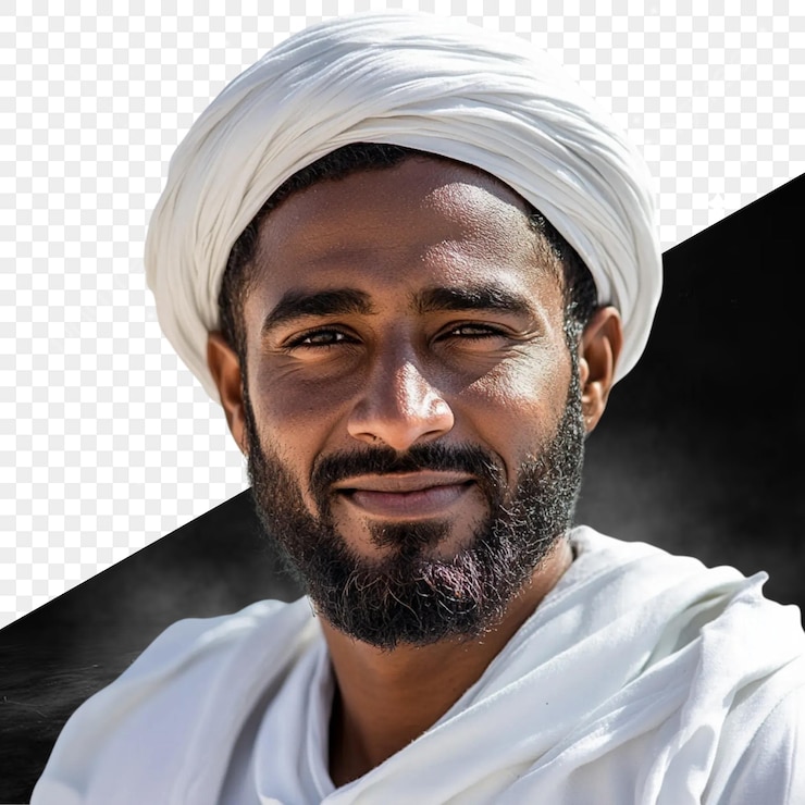 PSD retrato de um homem sorridente com um turbante