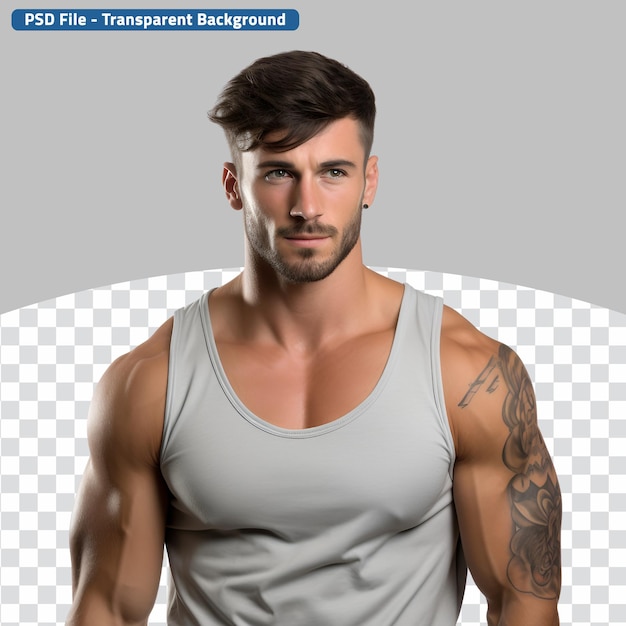 Retrato de um jovem instrutor de fitness masculino americano em roupas de ginástica