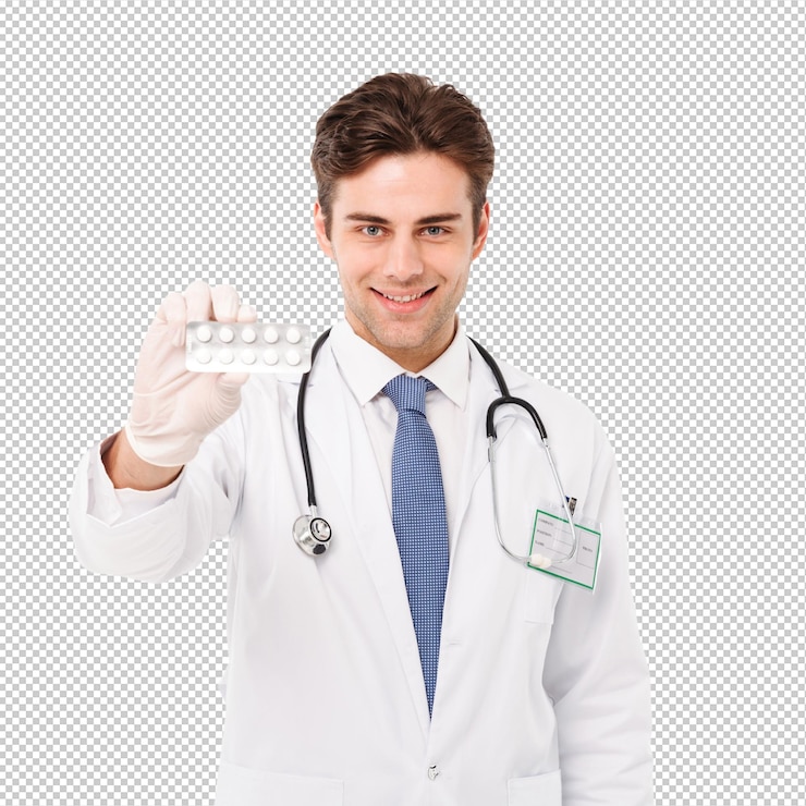 PSD retrato de um jovem médico confiante
