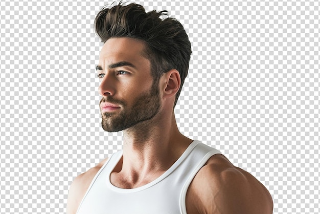 PSD retrato de um modelo masculino musculoso isolado em fundo branco