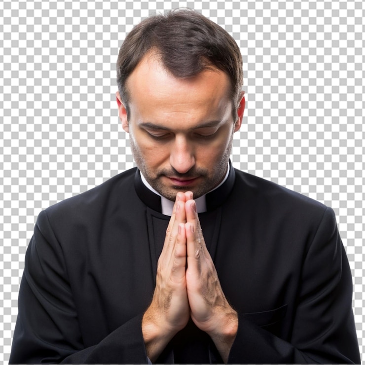 PSD retrato de um padre orando com fundo transparente
