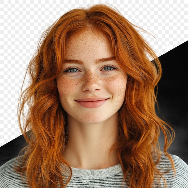 PSD retrato de uma bela mulher ruiva