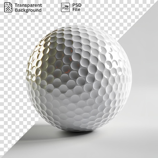 PSD retrato de uma bola de golfe branca lança uma sombra escura sobre um fundo branco