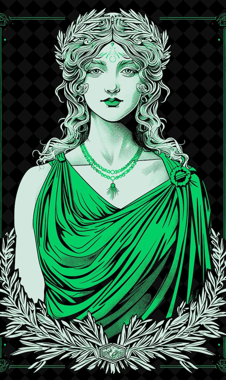 PSD retrato de uma deusa grega vestindo um chiton e himation w vivid color design png collections