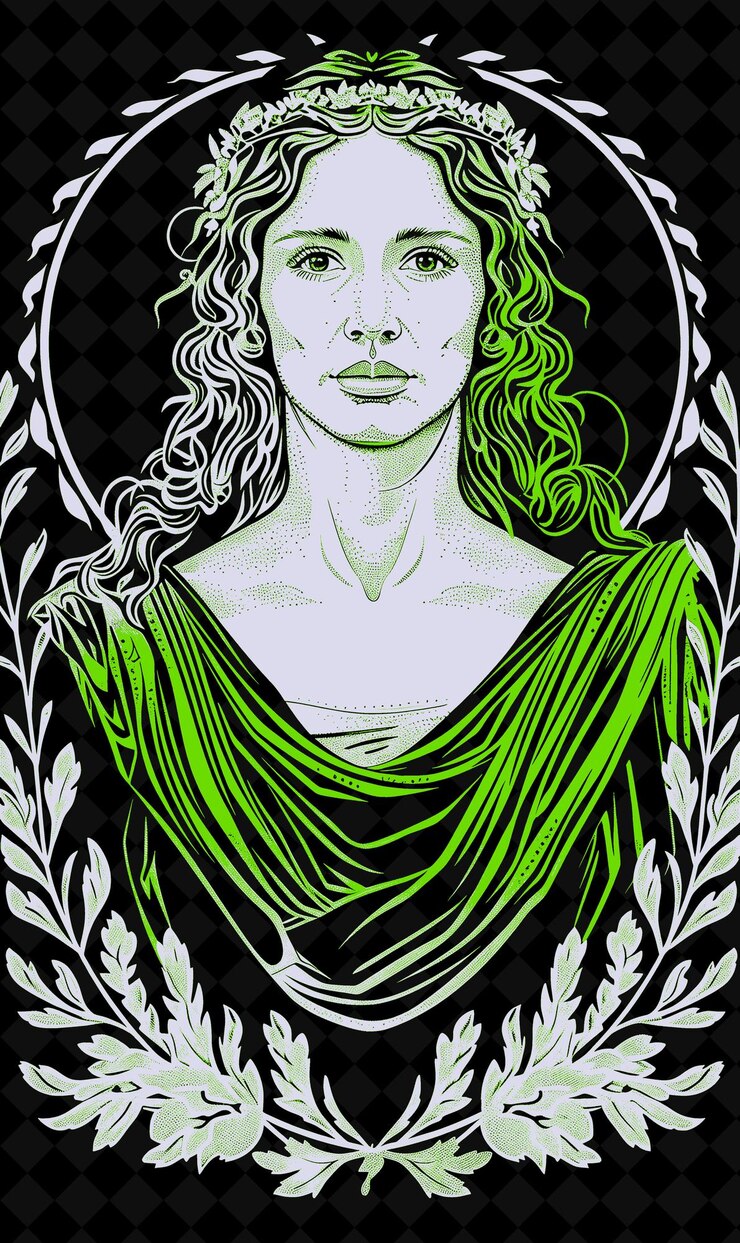 PSD retrato de uma deusa grega vestindo um chiton e himation w vivid color design png collections