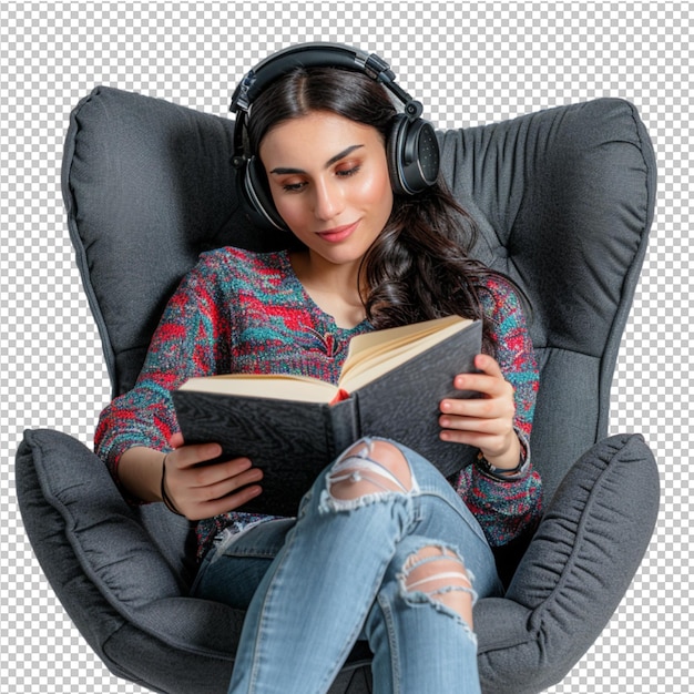 retrato de uma garota linda lendo um livro