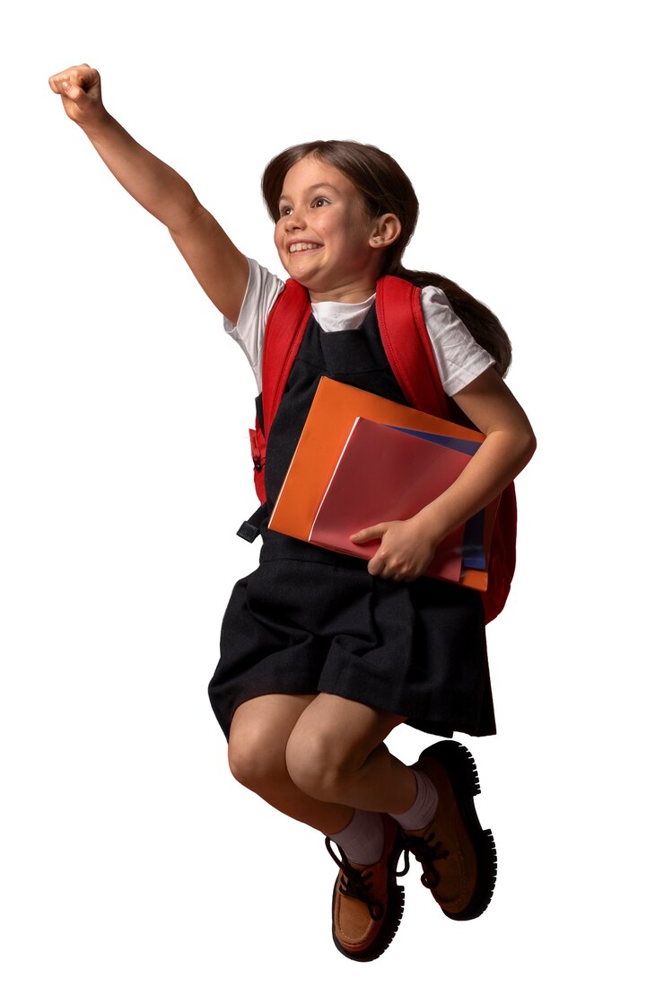PSD retrato de uma jovem estudante em uniforme