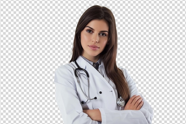 retrato de uma médica em fundo branco isolado
